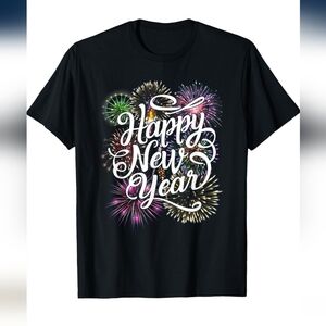 Happy New Year Fireworks T-Shirt Youth Small